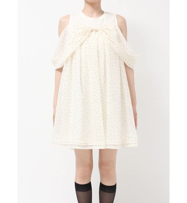 CALNAMUR「シフォンオフショルミニワンピース」|ワンピース|