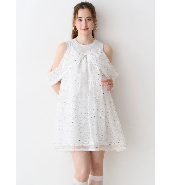 CALNAMUR「シフォンオフショルミニワンピース」|ワンピース|