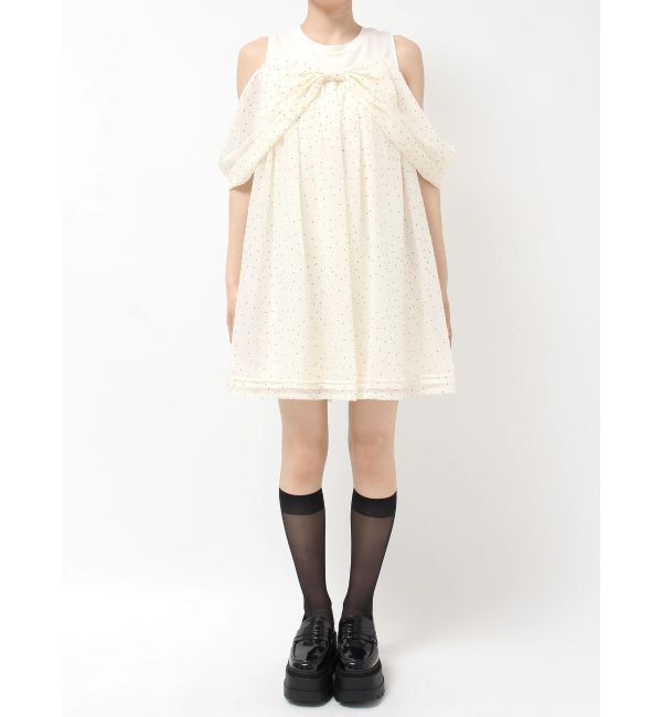 CALNAMUR「シフォンオフショルミニワンピース」|ワンピース|