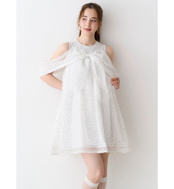 CALNAMUR「シフォンオフショルミニワンピース」|ワンピース|