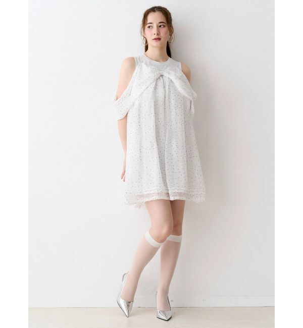 CALNAMUR「シフォンオフショルミニワンピース」|ワンピース|