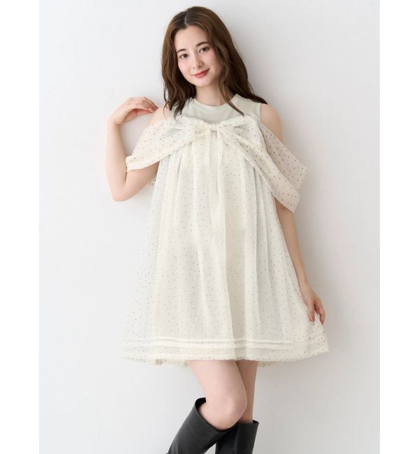 CALNAMUR「シフォンオフショルミニワンピース」|ワンピース|