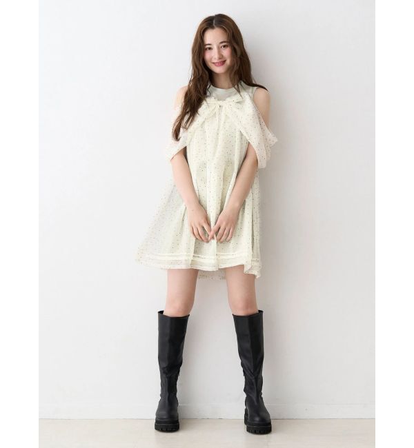 CALNAMUR「シフォンオフショルミニワンピース」|ワンピース|