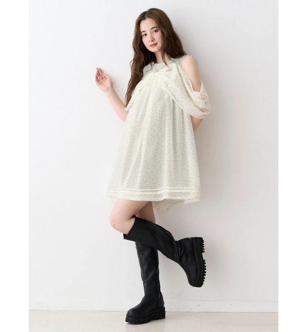 CALNAMUR「シフォンオフショルミニワンピース」|ワンピース|