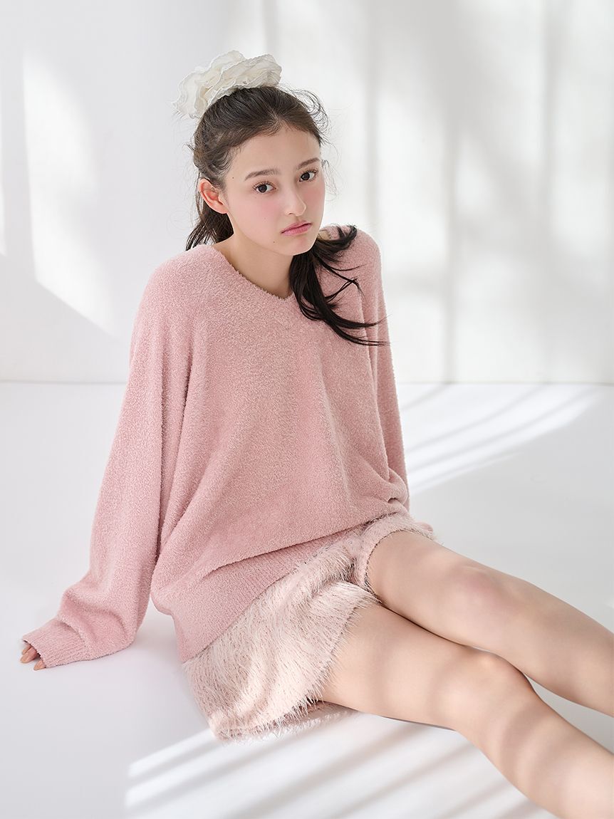SNIDEL HOME「Vネックニット&times;ショートパンツセットアップ」|ルームウェア|PNK