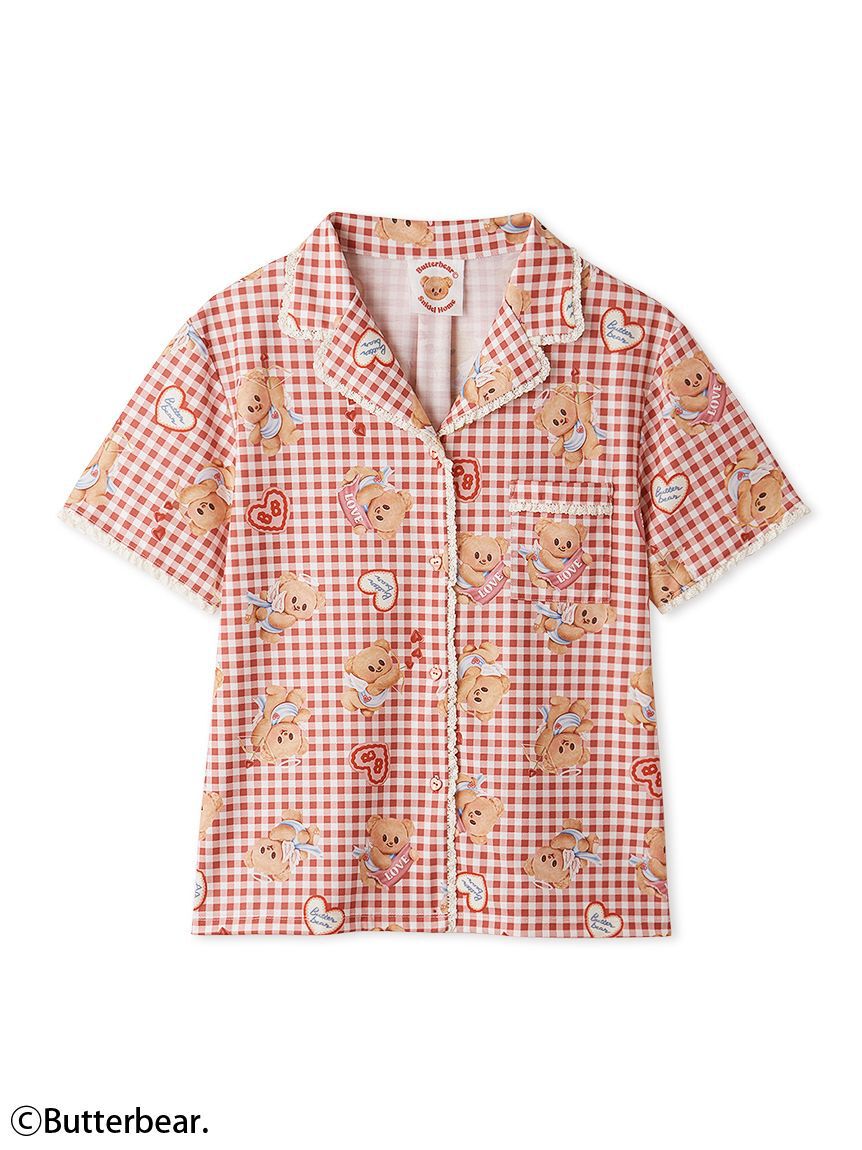 SNIDEL HOME「【BUTTERBEAR】開襟シャツ」|ルームウェア|RED