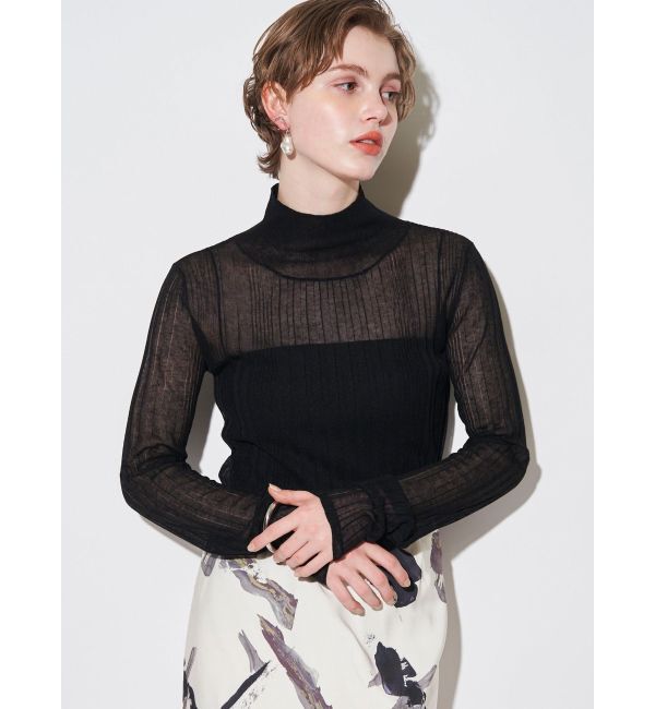 ELENDEEK「HIGH NECK SHEER RIB KT」|ニット・セーター|ブラック