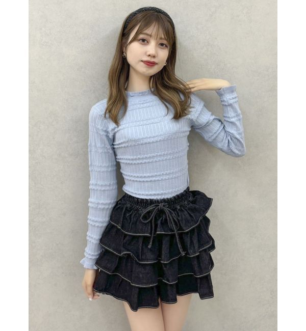 dazzlin「バックリボンプチフリルニットトップス」|ニット・セーター|
