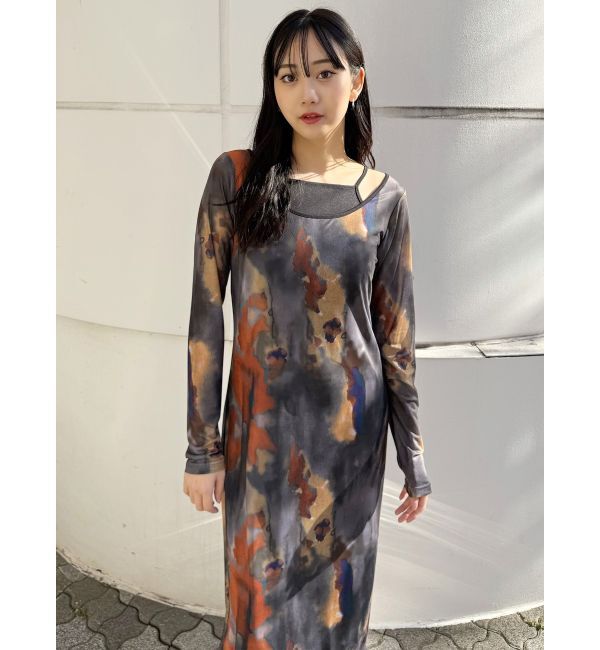 MURUA「レイヤードパターンシアーワンピース」|ワンピース|