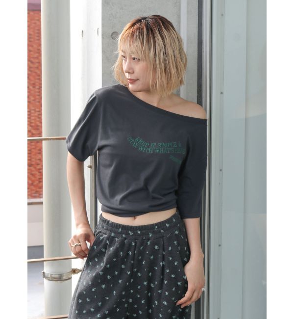Ungrid「UV機能ワンショルロゴコンパクトTee」|Tシャツ・カットソー|