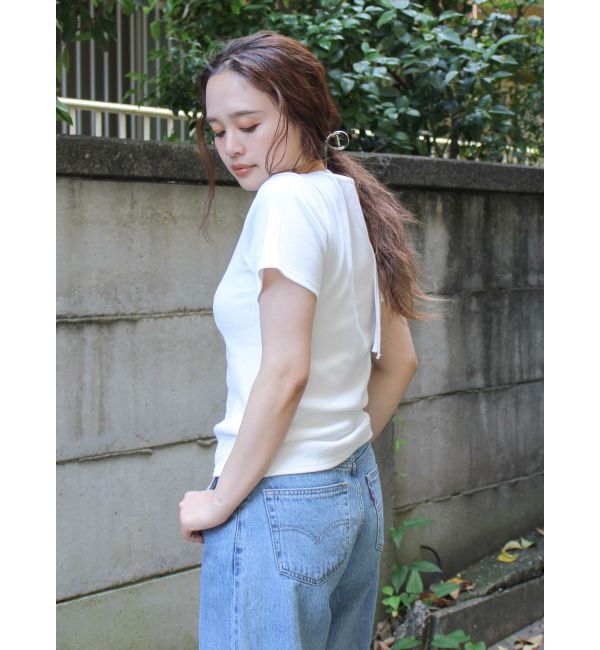 Ungrid「リボンデザインハーフスリーブTee」|Tシャツ・カットソー|