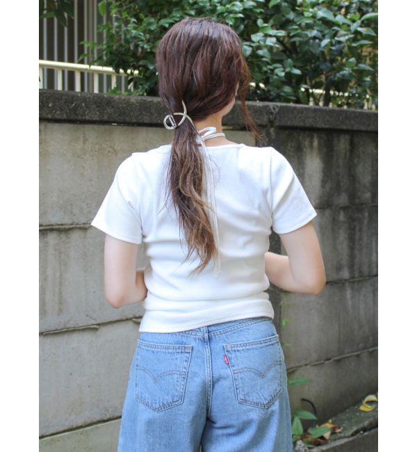 Ungrid「リボンデザインハーフスリーブTee」|Tシャツ・カットソー|