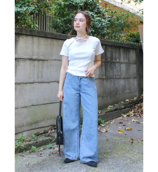 Ungrid「リボンデザインハーフスリーブTee」|Tシャツ・カットソー|