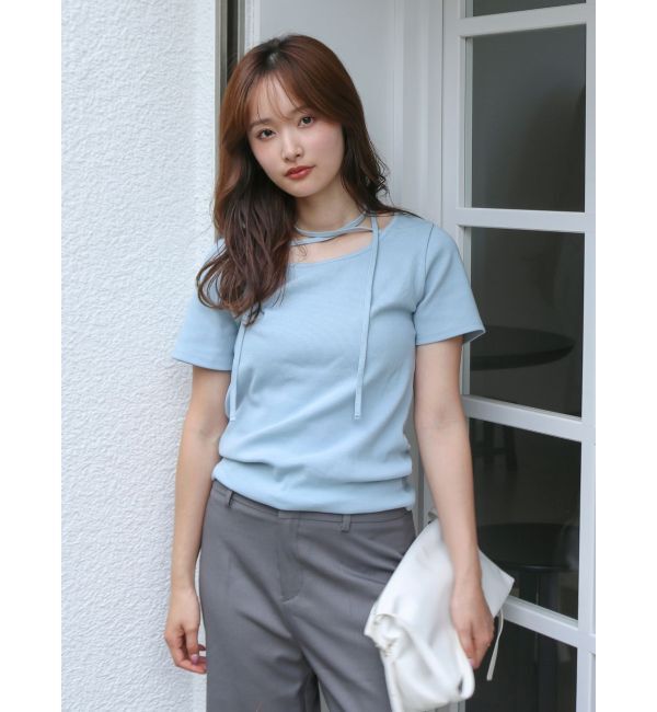 Ungrid「リボンデザインハーフスリーブTee」|Tシャツ・カットソー|