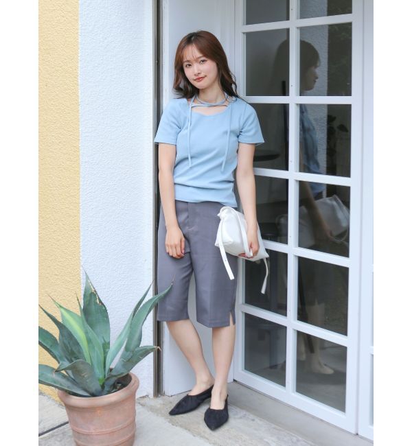Ungrid「リボンデザインハーフスリーブTee」|Tシャツ・カットソー|