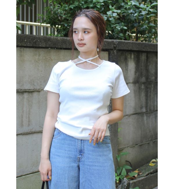 Ungrid「リボンデザインハーフスリーブTee」|Tシャツ・カットソー|