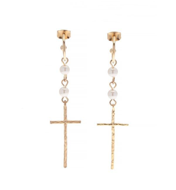 EVRIS「LONG CROSS MOTIF ピアス」|ピアス|ゴールド