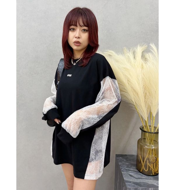 EVRIS「レースコンビBIGロンT」|Tシャツ・カットソー|