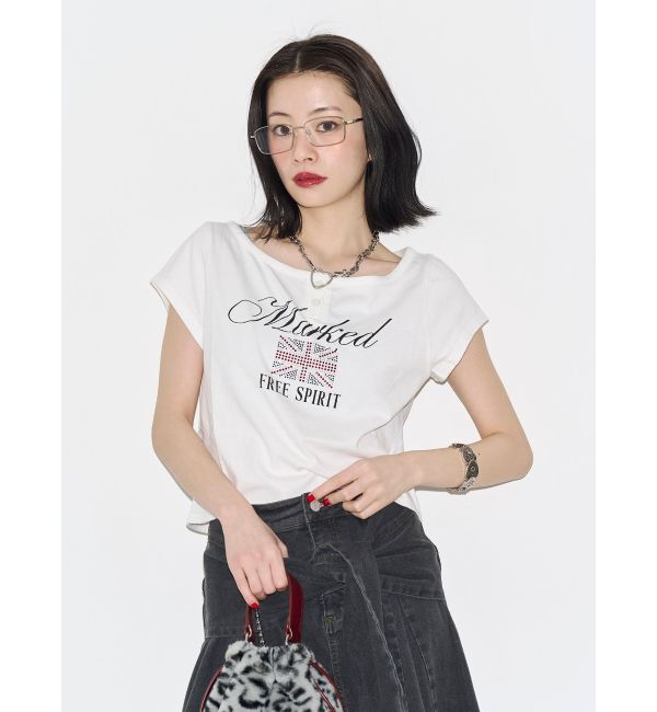 jouetie「ユニオンジャックラインストーンTシャツ」|Tシャツ・カットソー|