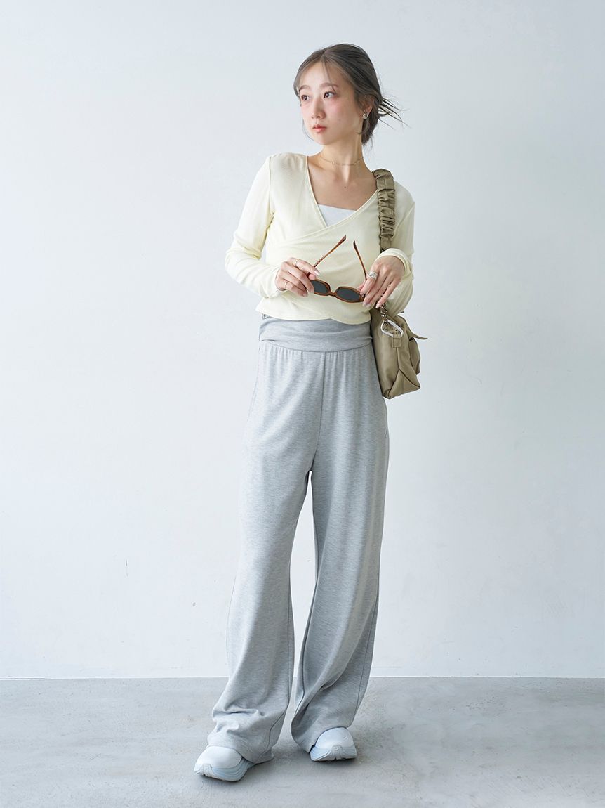 emmi atelier「【W&T】ワイドイージーパンツ」|チノ|GRY