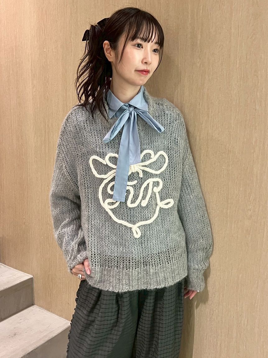 FURFUR「リボンロゴ刺繍セーター」|ニット・セーター|