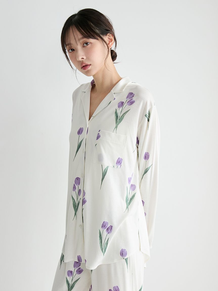 gelato pique「チューリップ柄シャツ」|ルームウェア|