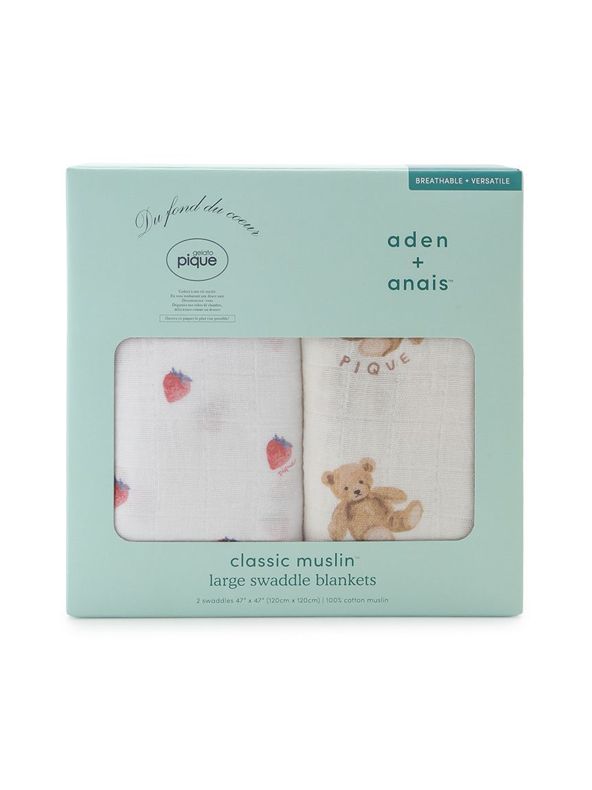 GELATO PIQUE KIDS & BABY「【aden + anais】【BABY】おくるみスワドル/ストロベリー・ベア/ダイナソー・ベア/2枚セット BOX付き」|その他ベビー用品|
