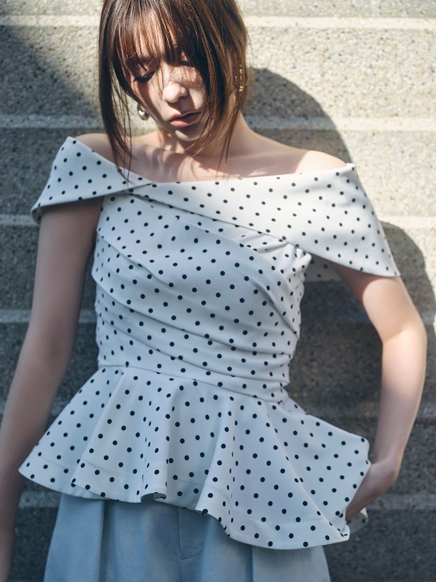 FRAY I.D「オフショルカラーアシメペプラムトップス」|Tシャツ・カットソー|