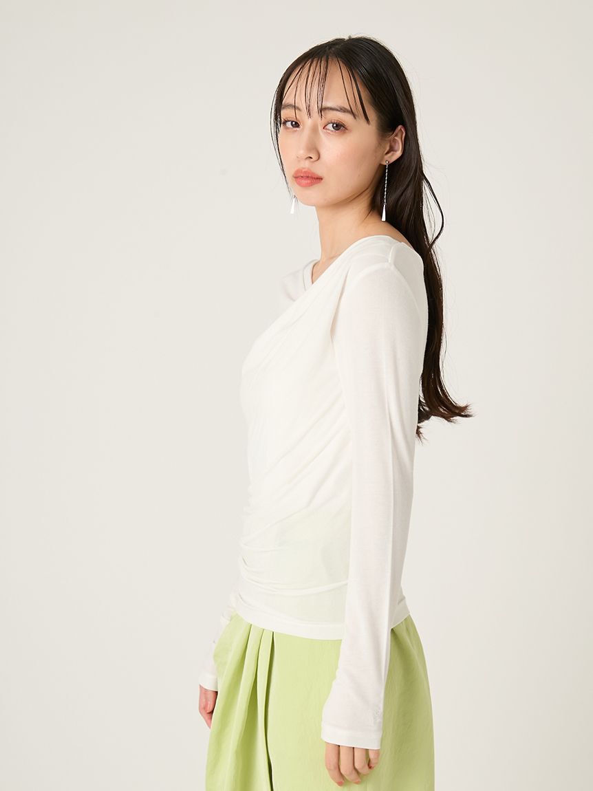 FRAY I.D「2wayデコルテタックドレープトップス」|Tシャツ・カットソー|