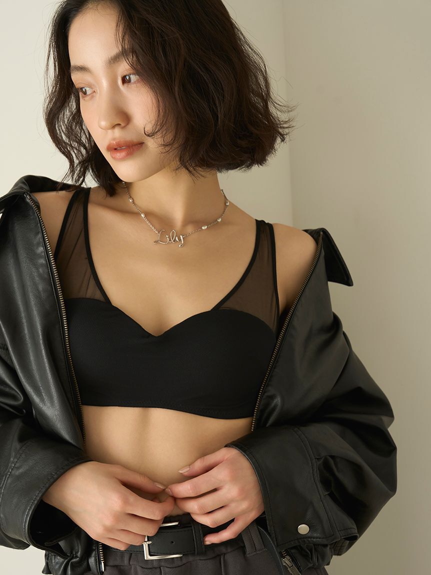 LILY BROWN Lingerie「【LILY BROWN Lingerie】シアーファンデノンワイヤー/ハーフトップ」|インナー|