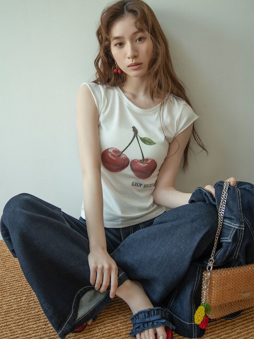 LILY BROWN「[L.B CANDY STOCK]フルーツビジューTシャツ」|Tシャツ・カットソー|