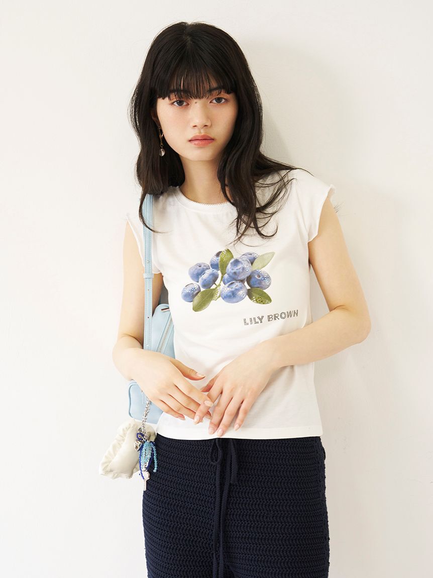 LILY BROWN「[L.B CANDY STOCK]フルーツビジューTシャツ」|Tシャツ・カットソー|