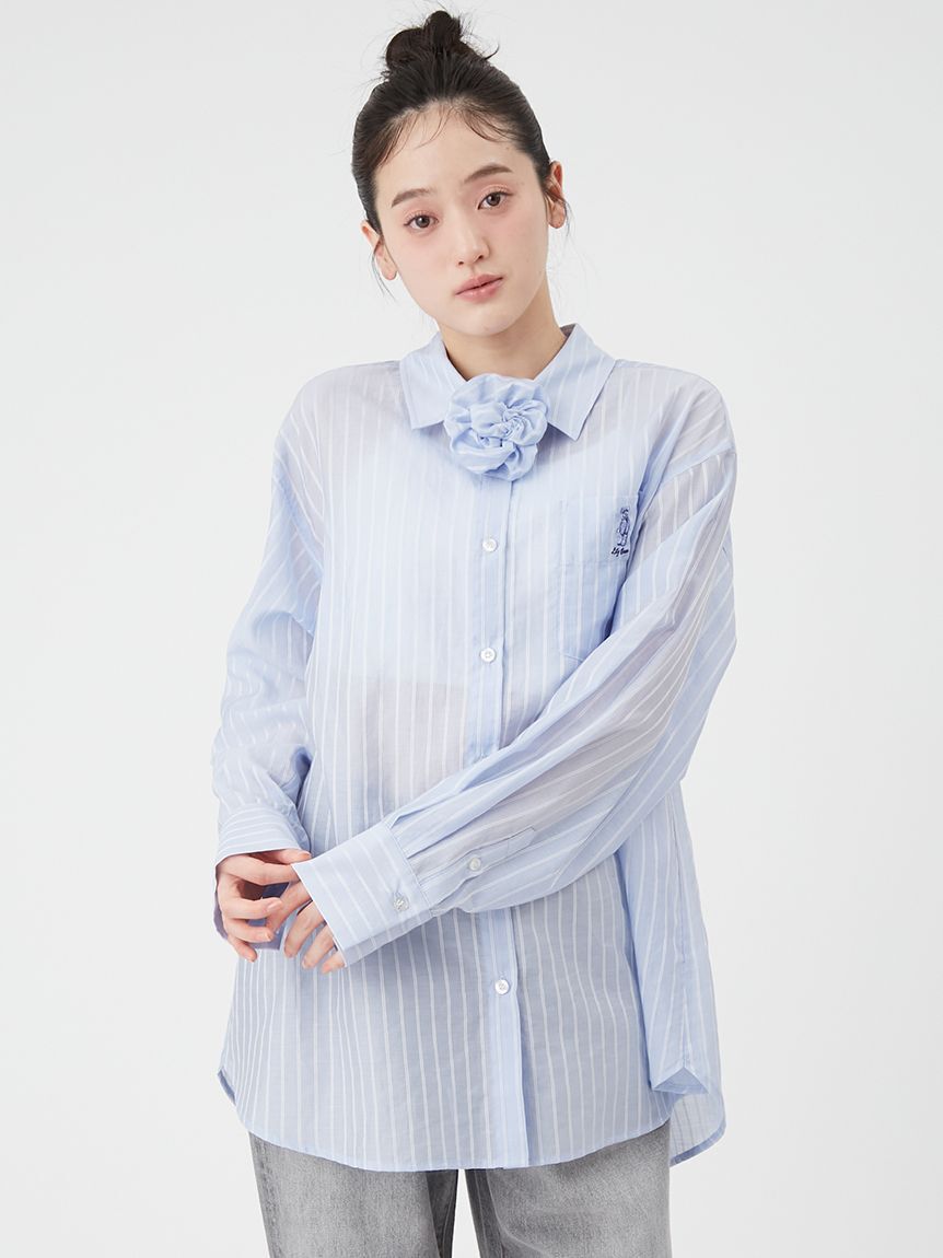 LILY BROWN「【Lily Bear】シュシュセットシアーシャツ」|シャツ・ブラウス|