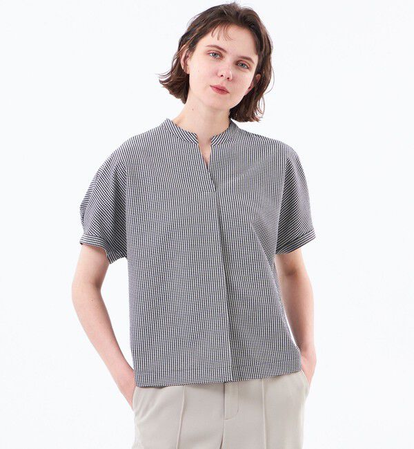 MACKINTOSH PHILOSOPHY「【WEB&一部店舗限定】スキッパーサッカーブラウス」|シャツ・ブラウス|ブラック