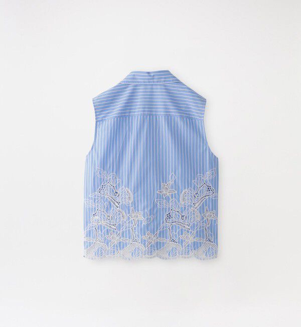  「刺繍コンビノースリーブブラウス」|シャツ・ブラウス|