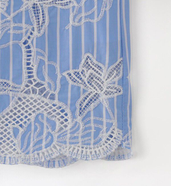  「刺繍コンビノースリーブブラウス」|シャツ・ブラウス|
