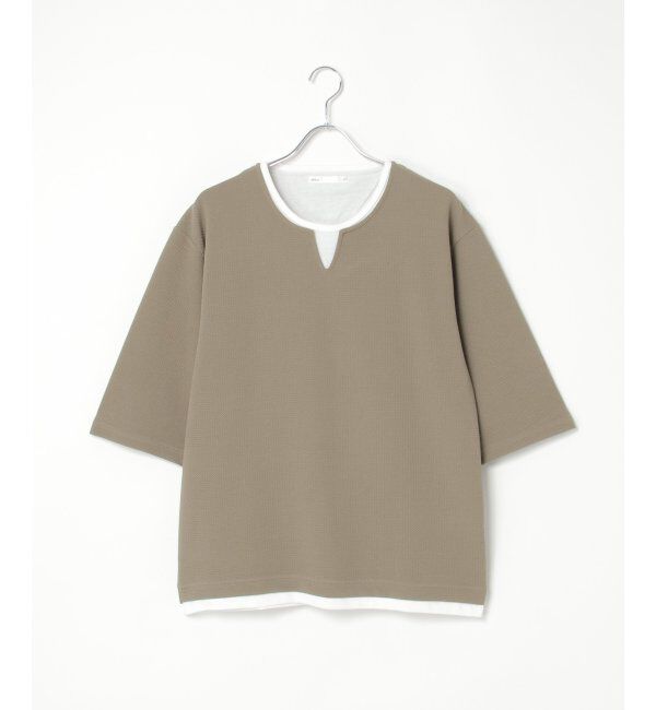 ikka「キーネックレイヤード7分袖Tシャツ」|Tシャツ・カットソー|