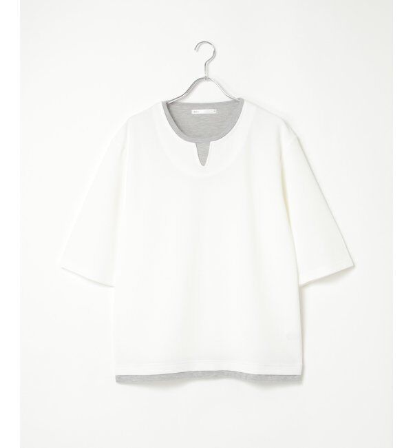 ikka「キーネックレイヤード7分袖Tシャツ」|Tシャツ・カットソー|
