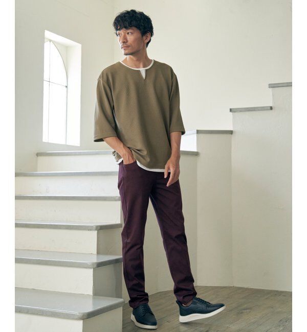 ikka「キーネックレイヤード7分袖Tシャツ」|Tシャツ・カットソー|