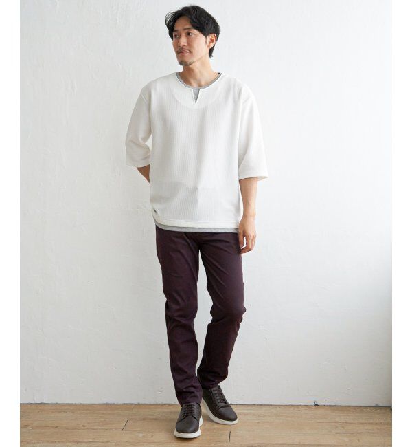ikka「キーネックレイヤード7分袖Tシャツ」|Tシャツ・カットソー|