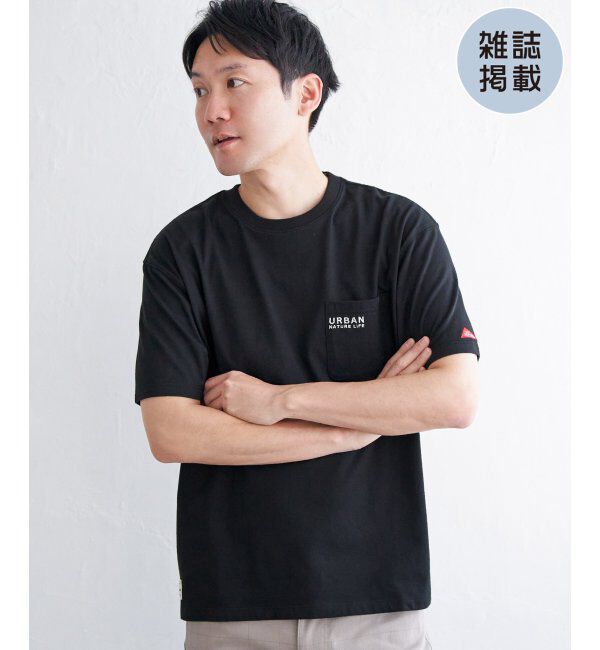 ikka「【雑誌MonoMax5月号掲載】URBAN NATURE LIFE アーバンネイチャーライフ 刺繍ポケットTシャツ」|Tシャツ・カットソー|ブラック