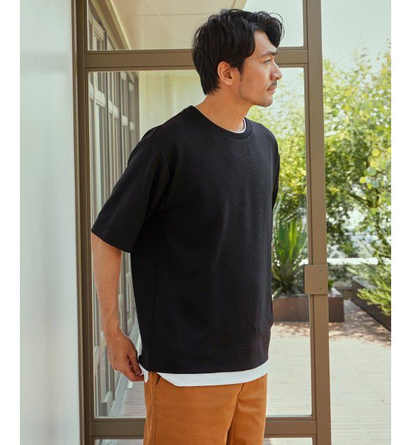ikka「冷感DRYリップル5分袖Tシャツ」|Tシャツ・カットソー|