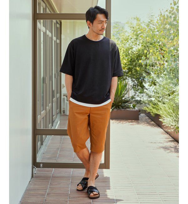 ikka「冷感DRYリップル5分袖Tシャツ」|Tシャツ・カットソー|