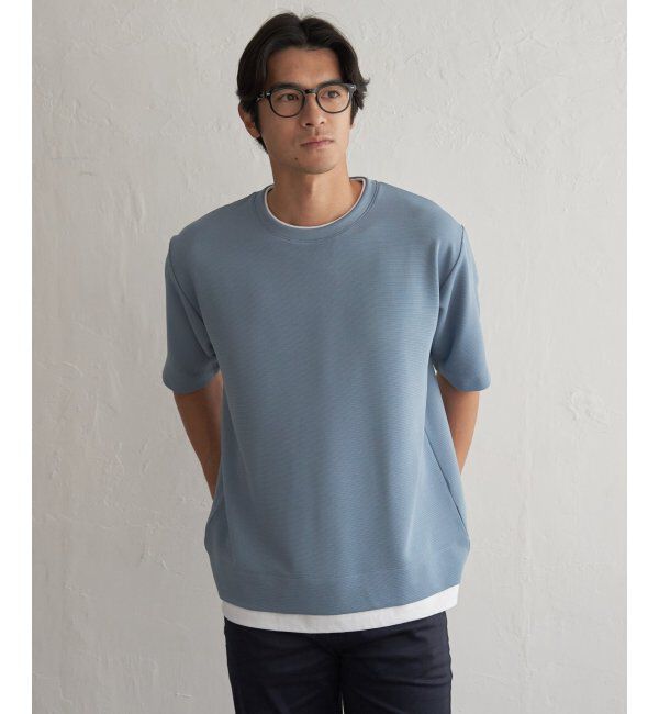 ikka「冷感DRYリップル5分袖Tシャツ」|Tシャツ・カットソー|