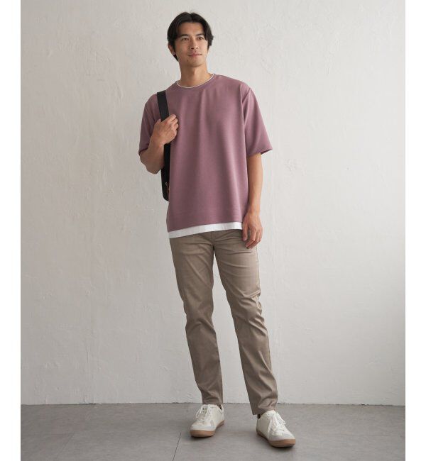 ikka「冷感DRYリップル5分袖Tシャツ」|Tシャツ・カットソー|