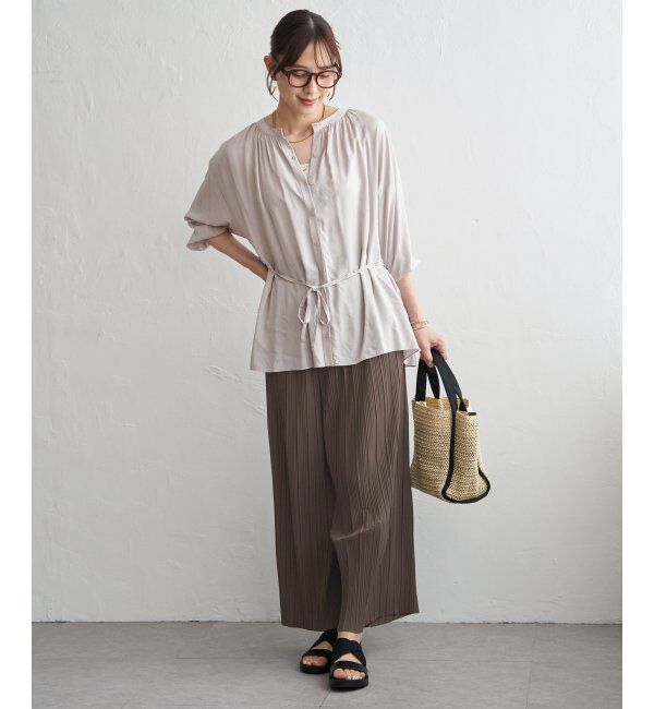 ikka「さらっとプリーツワイドパンツ」|その他|