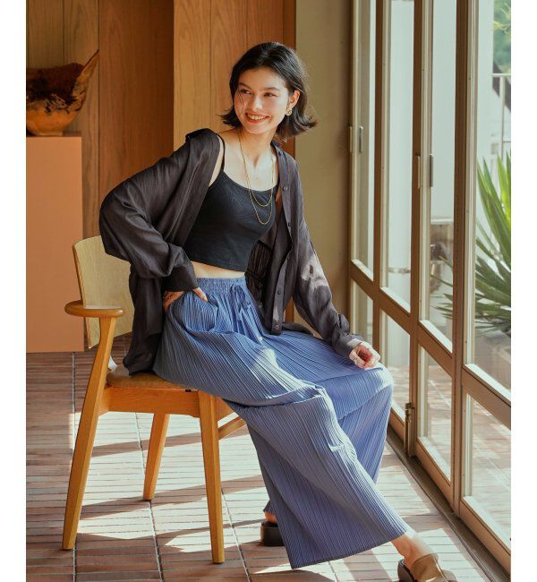ikka「さらっとプリーツワイドパンツ」|その他|
