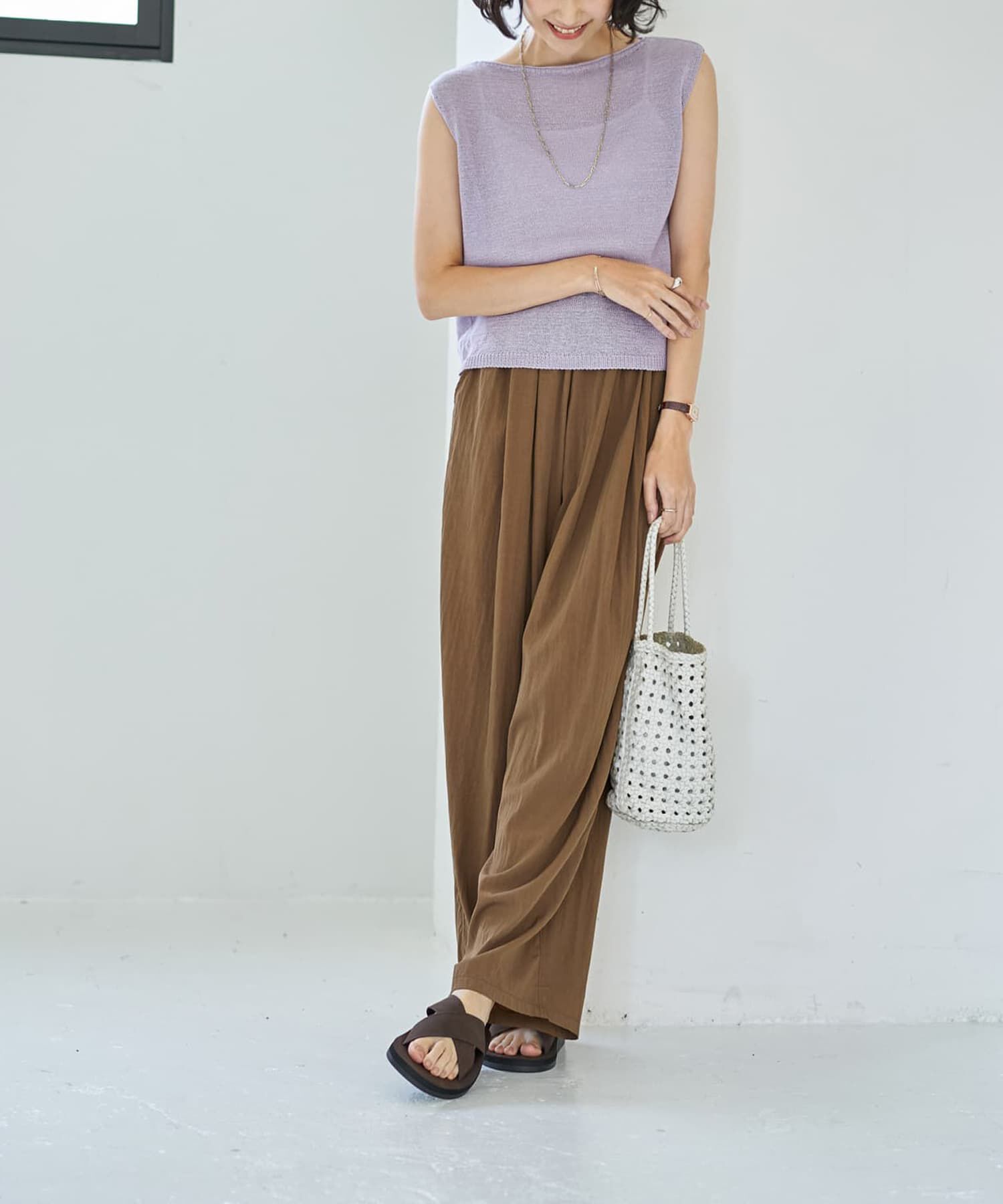 STYLE DELI「ペーパーヤーンノースリニットトップス」|ニット・セーター|