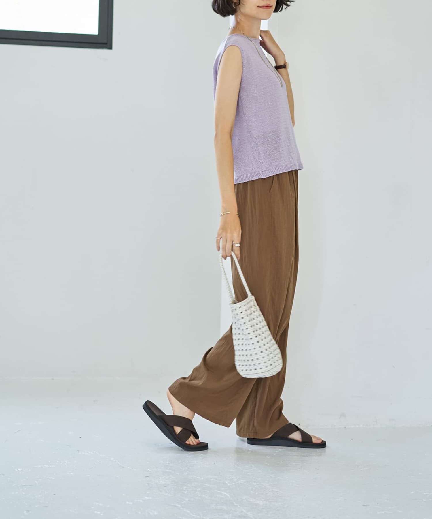 STYLE DELI「ペーパーヤーンノースリニットトップス」|ニット・セーター|