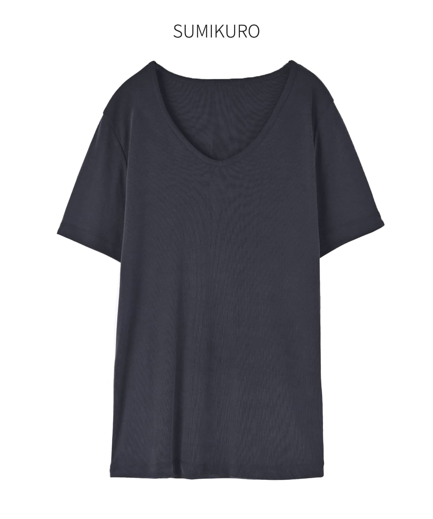 STYLE DELI「しっとり質感の緩やかVネックとろみトップス」|Tシャツ・カットソー|